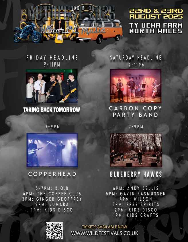 Autofest Family Music Festival North Wales line up flyer