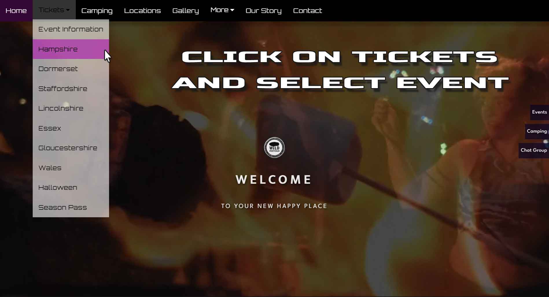 1st step to purchase a Wild Festivals ticket