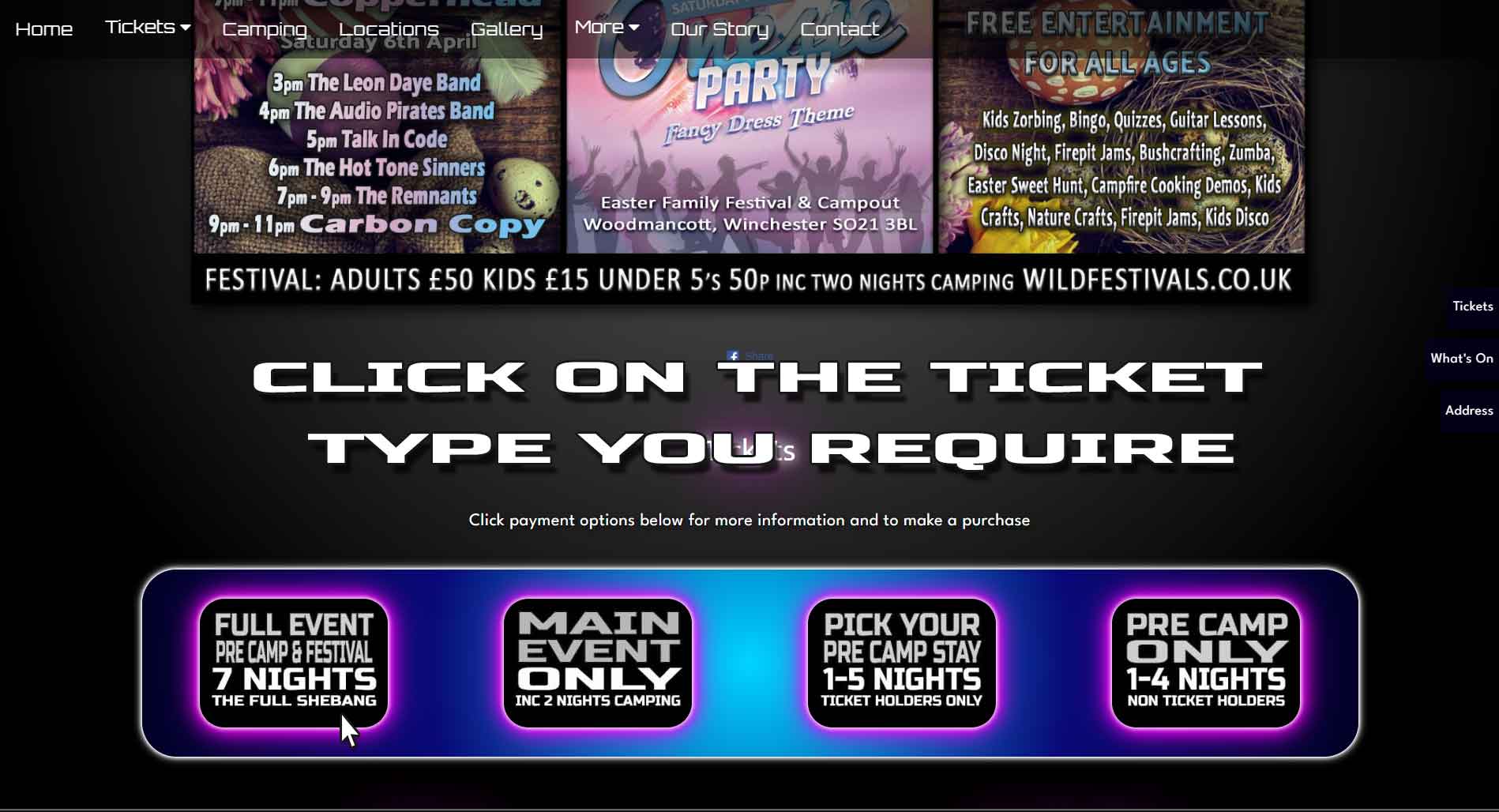 2nd step to purchase a Wild Festivals ticket