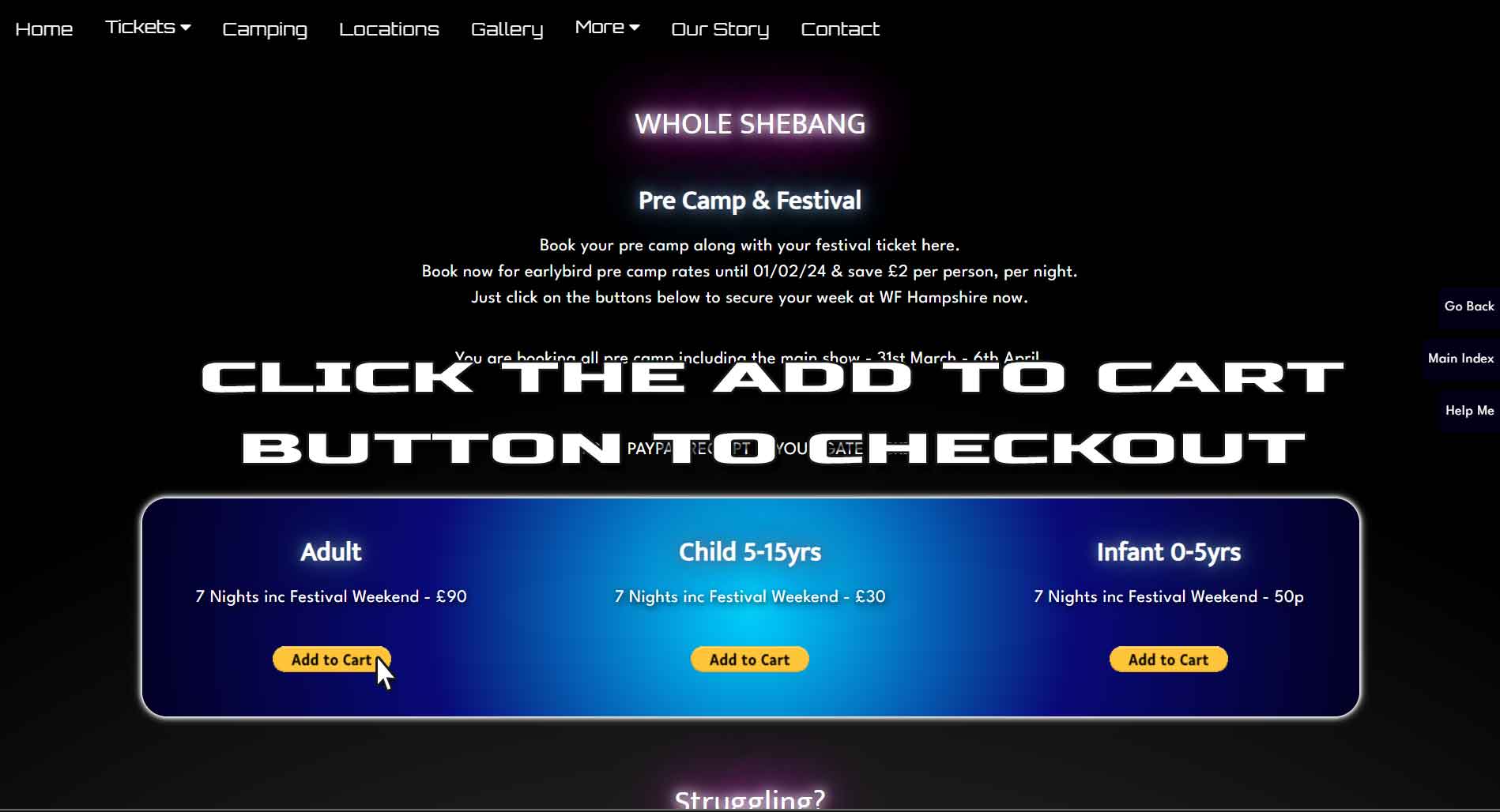 3rd step to purchase a Wild Festivals ticket