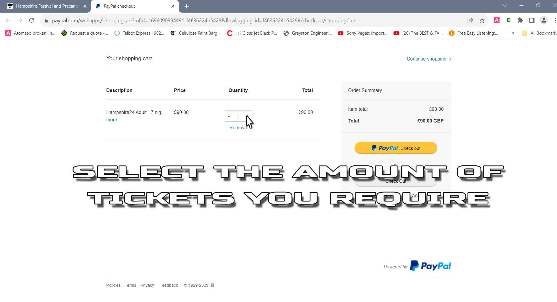 4th step to purchase a Wild Festivals ticket