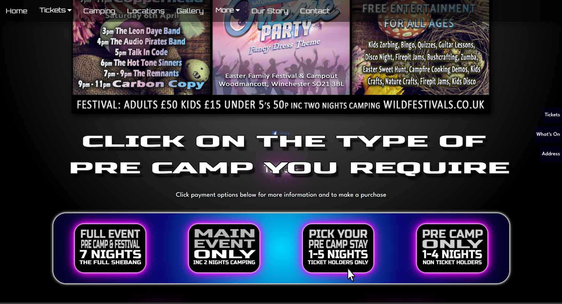 1st step to purchase a Wild Festivals Precamp